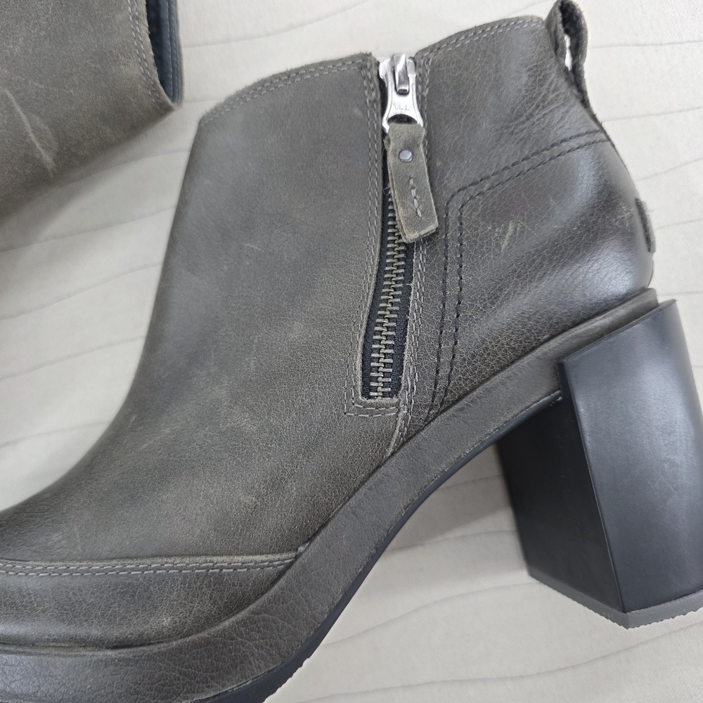 Sorel Womens Blake Bootie Quarry Gray Leather Zip Boots Heels NL3301-052 Size 9 - Picture 12 of 14